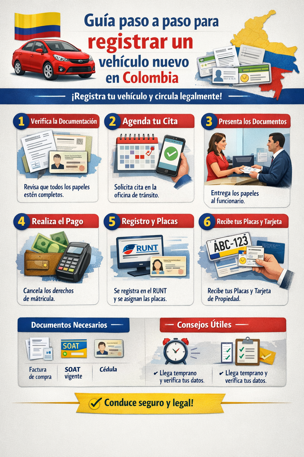 Guía paso a paso para registrar un vehículo nuevo en Colombia
